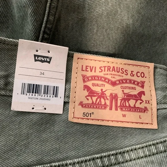 LEVIS 501 High Rise Jean Cut Off Shorts Olive Green NWT - Picture 7 of 11